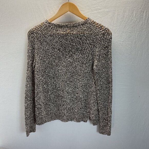 Eileen Fisher Crew Neck Open weave Sweater Brown marbled size Med‎ Pet. neutral - Picture 2 of 8
